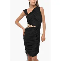 Rochii scurte MARINE SERRE Dama - Rochii scurte MARINE SERRE Asymmetric Draped Dress With Iconic Patterned Inserts Black Femei (BM 19349969) - B-mall.ro