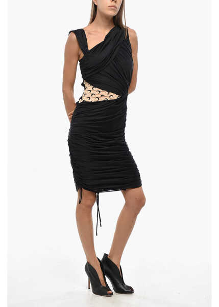 Rochii scurte MARINE SERRE Asymmetric Draped Dress With Iconic Patterned Inserts Black Femei (BM 19349969) 1