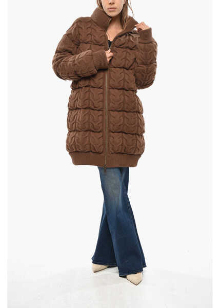 Paltoane Max Mara Sfilata Cable Knit Ovatta Padded Coat Brown Femei (BM 19349972) 4