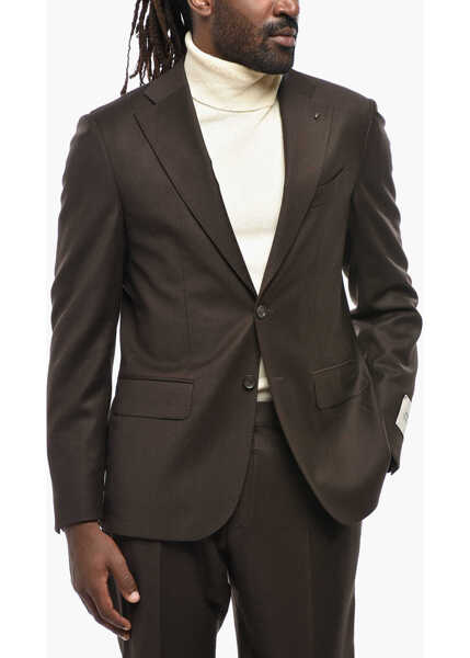Costume CORNELIANI Cc Collection Single-Breasted Slim Fit Wool Blend Suit Brown Barbati (BM 19350002) 2
