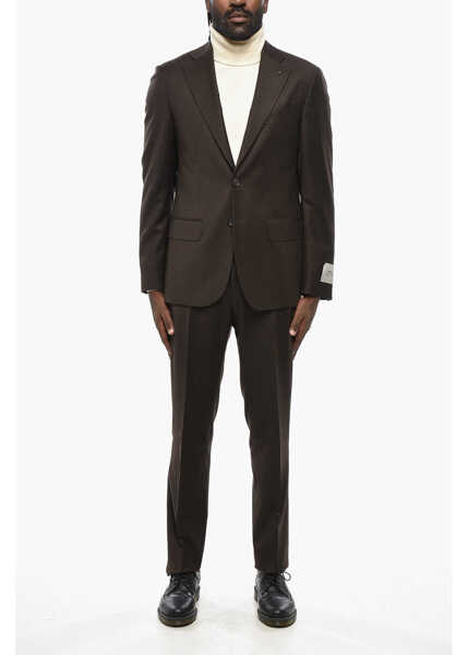 Costume CORNELIANI Cc Collection Single-Breasted Slim Fit Wool Blend Suit Brown Barbati (BM 19350002) 1