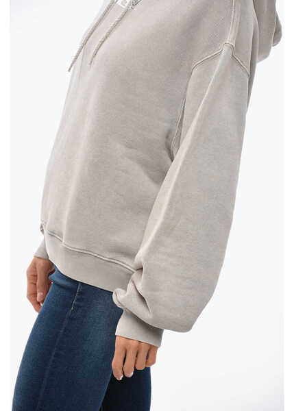 Bluze de trening Alexander Wang Cotton Hoodie With Embossed Logo Beige Femei (BM 19350011) 2