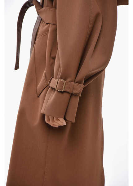 Paltoane Max Mara Atelier Wool Blend Cosimo Trench Coat With Flush Pockets Brown Femei (BM 19350041) 2