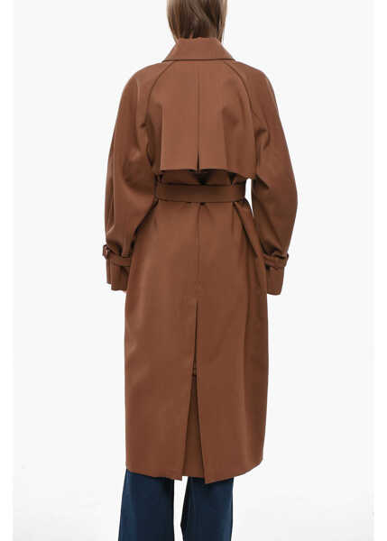 Paltoane Max Mara Atelier Wool Blend Cosimo Trench Coat With Flush Pockets Brown Femei (BM 19350041) 3