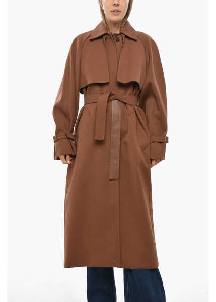 Paltoane Max Mara Atelier Wool Blend Cosimo Trench Coat With Flush Pockets Brown Femei (BM 19350041) 1