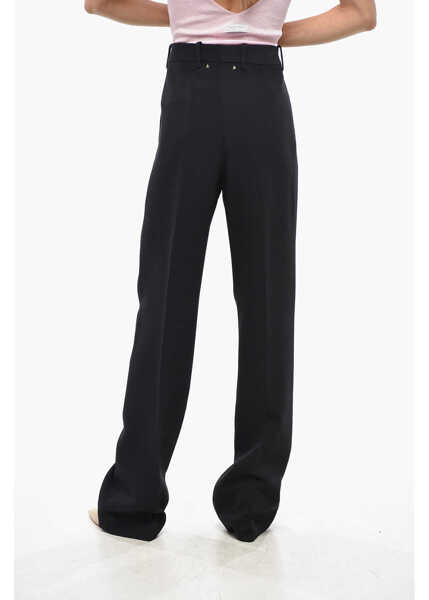 Pantaloni casual Golden Goose Wool Blend Maewa Pants With Front Pleat Blue Femei (BM 19350056) 3