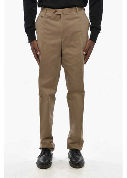 Pantaloni eleganti CORNELIANI Medium Waist Gabardine Cotton Academy Pants Green Barbati (BM 19350059) 1