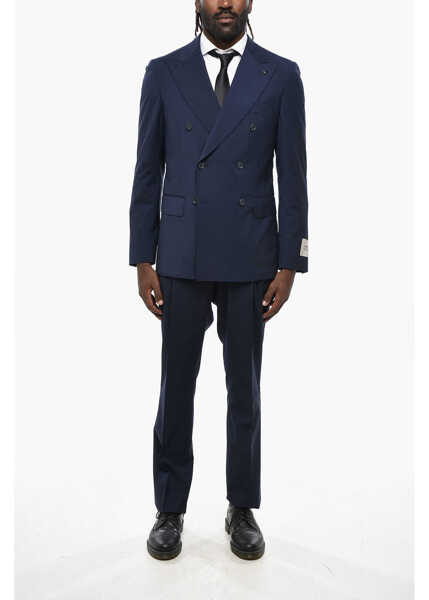 Costume CORNELIANI Cc Collection Double-Breasted Stretch Wool Suit With Peak La Blue Barbati (BM 19350068) 1