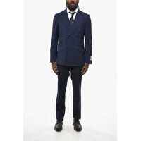 Costume Cc Collection Double-Breasted Stretch Wool Suit With Peak La Barbati
