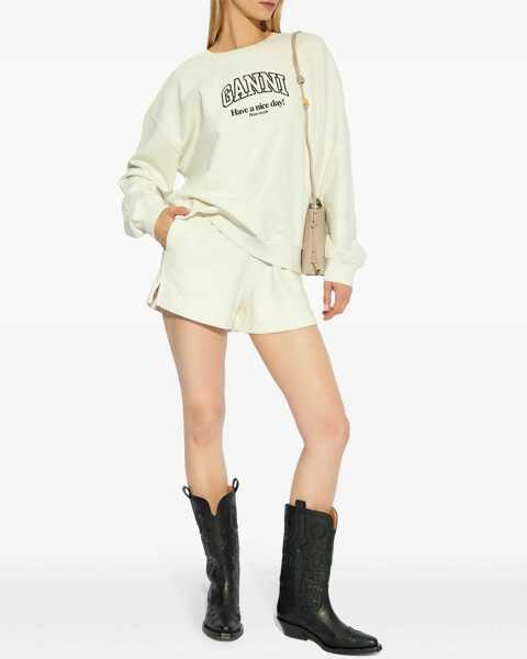 Pantaloni scurti Ganni Solid Color Shorts With Ton On Ton Monogram Beige Femei (BM 19350074) 2