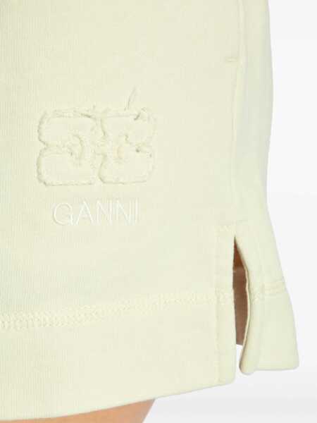 Pantaloni scurti Ganni Solid Color Shorts With Ton On Ton Monogram Beige Femei (BM 19350074) 5