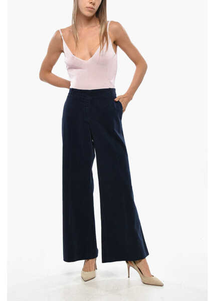 Pantaloni casual QL2 Ribbed Velour Cropped Fit Trousers Melody Blue Femei (BM 19350083) 4