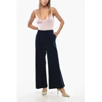 Pantaloni QL2 Dama - Pantaloni casual QL2 Corduroy Melody Cropped Fit Pants Blue Femei (BM 19350083) - B-mall.ro