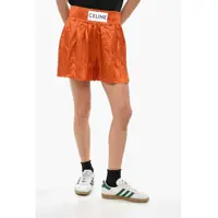 Pantaloni scurti Satin Boxer Shorts With Logo Patch Femei
