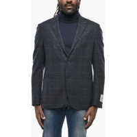 Sacouri Cc Collection Windowpane Check Wool Blend Blazer Barbati
