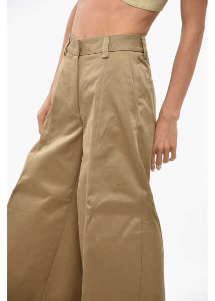 Pantaloni casual The Latest Cotton Alma Chinos Pants With Extra Wide Leg Beige Femei (BM 19350230) 2