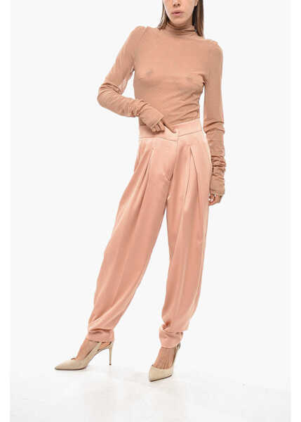 Pantaloni casual GENNY Satin Pants With Hidden Closure Orange Femei (BM 19350239) 4