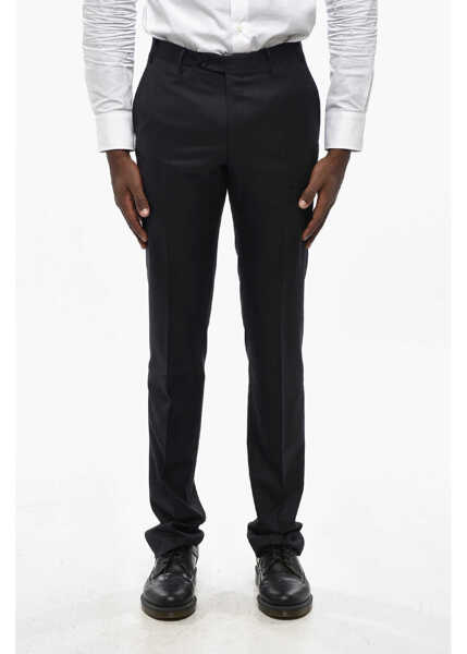 Pantaloni casual CORNELIANI Mid Waist Virgin Wool Pants With Scalloped Hem Blue Barbati (BM 19350269) 2