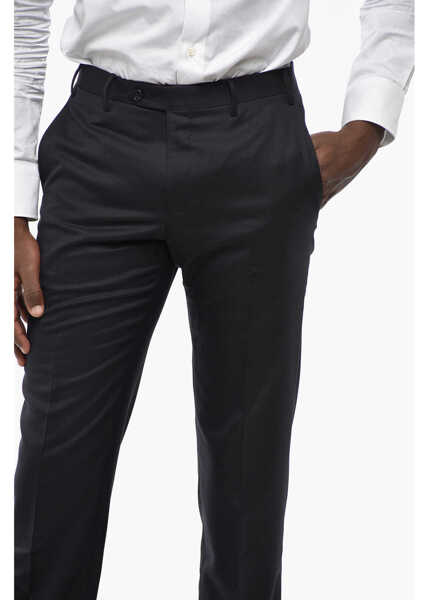 Pantaloni casual CORNELIANI Mid Waist Virgin Wool Pants With Scalloped Hem Blue Barbati (BM 19350269) 3