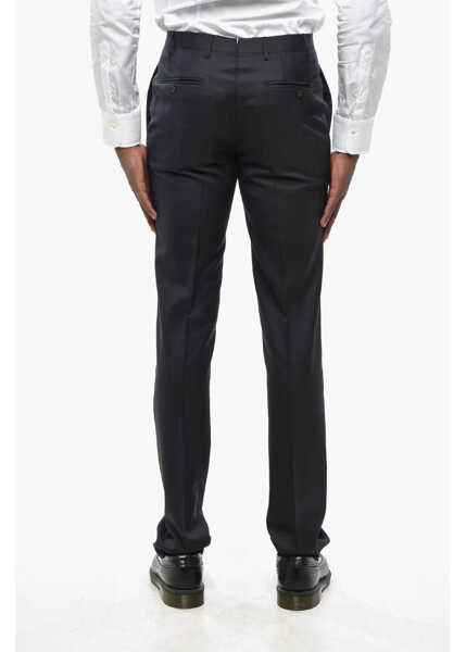 Pantaloni casual CORNELIANI Mid Waist Virgin Wool Pants With Scalloped Hem Blue Barbati (BM 19350269) 4