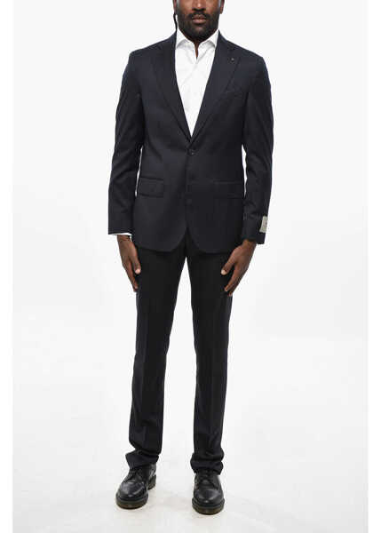 Pantaloni casual CORNELIANI Mid Waist Virgin Wool Pants With Scalloped Hem Blue Barbati (BM 19350269) 1