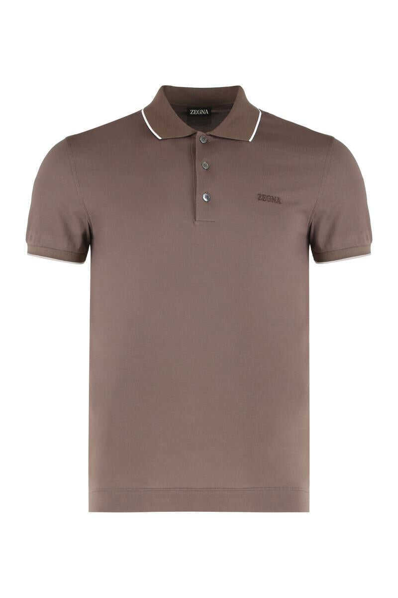 Tricouri Polo ZEGNA Zegna Polo In Elastic Cotton BROWN Barbati (BM 19352628) 1