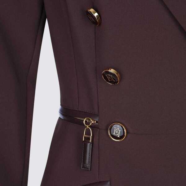 Sacouri Elisabetta Franchi Elisabetta Franchi Merlot Double Breasted Blazer Red Femei (BM 19352646) 3