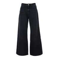 Blugi 'Debby' Black Jeans With Wide Leg And Logo Patch On The Rear In Denim Woman Femei
