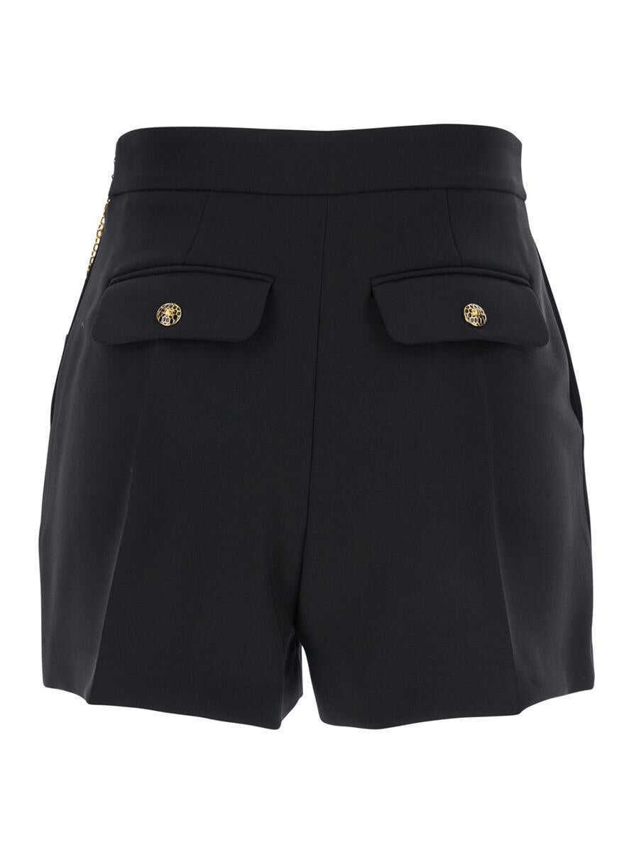 Pantaloni casual Elisabetta Franchi Black Shorts With Metallic Pendant And Patch Pockets In Fabric Woman Black Femei (BM 19352982) 2