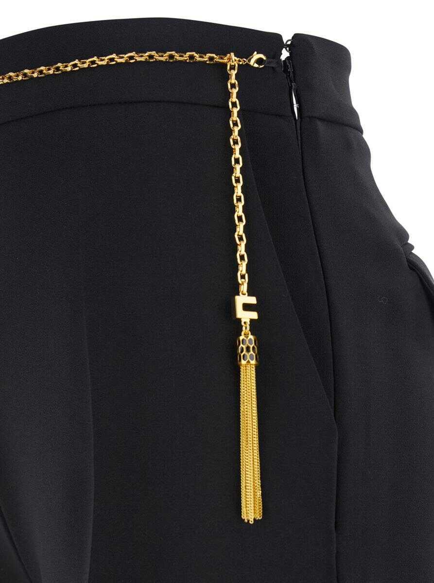 Pantaloni casual Elisabetta Franchi Black Shorts With Metallic Pendant And Patch Pockets In Fabric Woman Black Femei (BM 19352982) 3