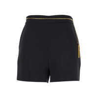 Pantaloni casual Black Shorts With Metallic Pendant And Patch Pockets In Fabric Woman Femei