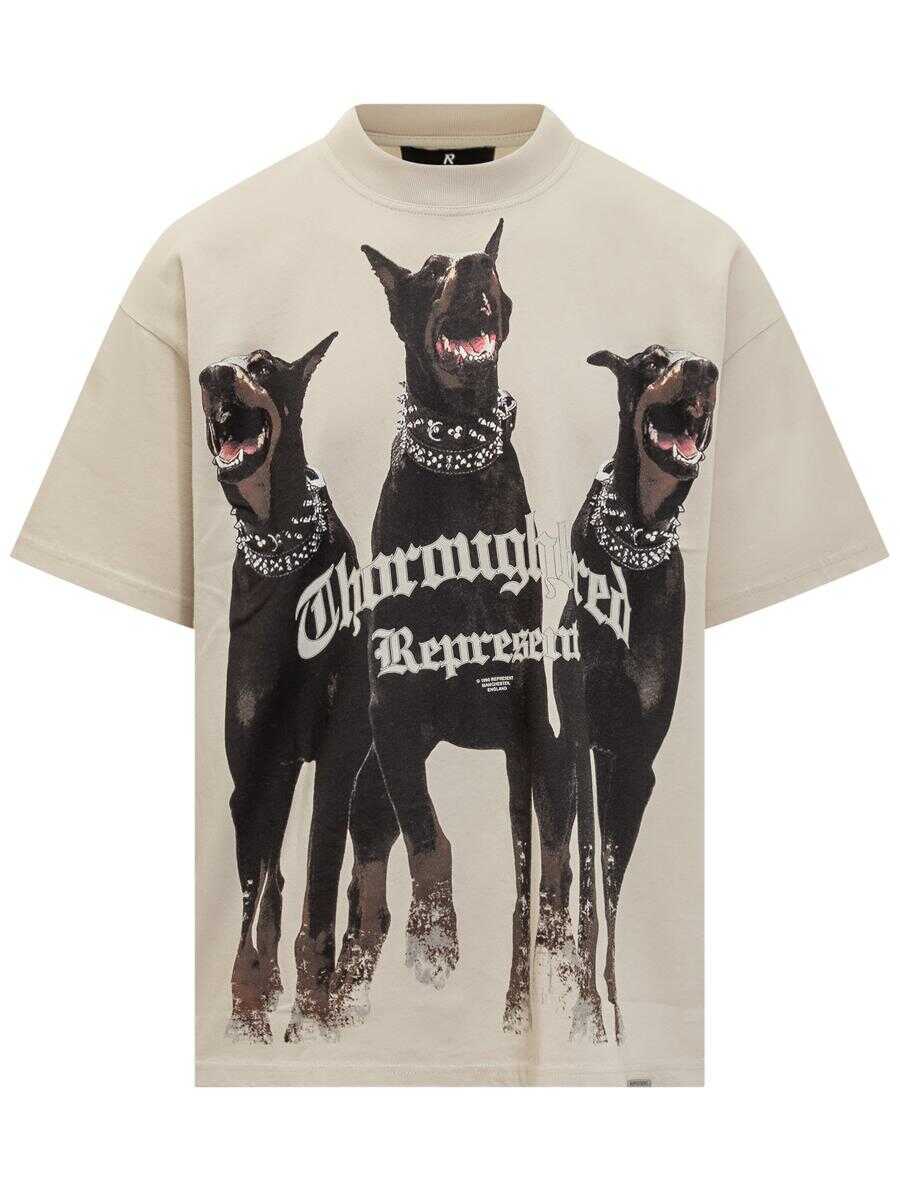 Tricouri REPRESENT Represent Represent Beige T-Shirt With Doberman Print Beige Barbati (BM 19353054) 1