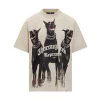 Tricouri Represent Represent Beige T-Shirt With Doberman Print Barbati