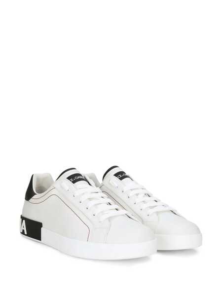 Sneakers Dolce & Gabbana Portofino White Low Top Sneakers With Patch Logo And Red Stitching In Smooth Leather Man WHITE Barbati (BM 19353069) 2