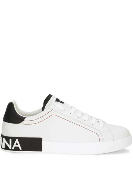 Sneakers Dolce & Gabbana Portofino White Low Top Sneakers With Patch Logo And Red Stitching In Smooth Leather Man WHITE Barbati (BM 19353069) 1
