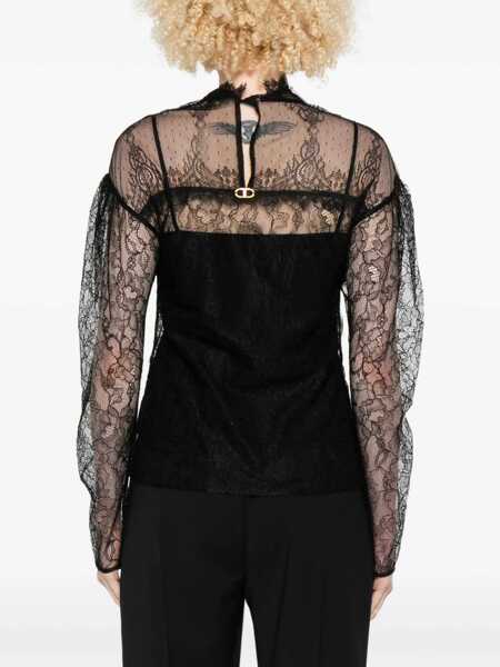 Bluze TWINSET Twinset Black Blouse With Lace Black Femei (BM 19353489) 4