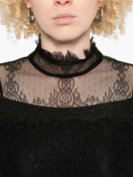 Bluze TWINSET Twinset Black Blouse With Lace Black Femei (BM 19353489) 5