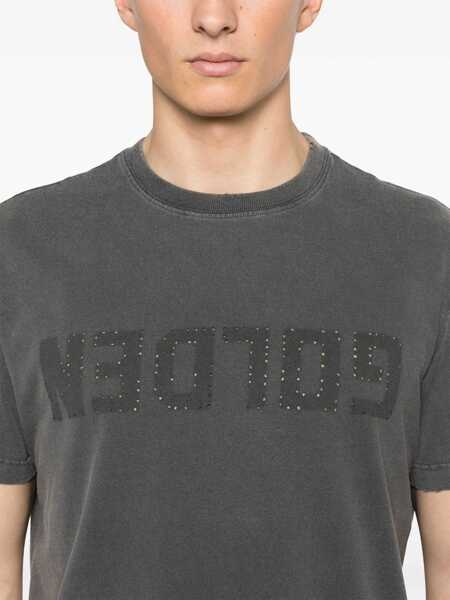 Tricouri Golden Goose Grey Crewneck T-Shirt With Logo On The Front And Logo Patch On The Front In Cotton Man GREY Barbati (BM 19353933) 4