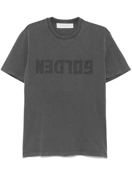 Tricouri Golden Goose Grey Crewneck T-Shirt With Logo On The Front And Logo Patch On The Front In Cotton Man GREY Barbati (BM 19353933) 1