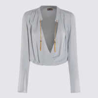 Body-uri Elisabetta Franchi Light Blue Viscose Bodysuit Femei