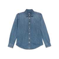 Camasi Blue Shirt With Classic Collar And Pony Embroidery On The Front In Denim Woman Femei