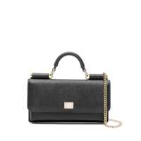 Genti de mana Black Handbag With Logo Plaque In Grained Leather Woman Femei