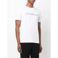 Tricouri Emporio Armani pentru Barbati - Tricouri Emporio Armani White And Black Crewneck T-Shirt With Writing In Cotton WHITE Barbati (BM 19354881) - B-mall.ro