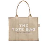 Genti de umar 'The Large Tote' Beige Shoulder Bag With Contrasting Logo Print In Cotton Black Woman Femei