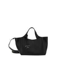 Genti de mana Black Handbag With Embossed Logo And T Timeless Charm In Grainy Leather Woman Femei