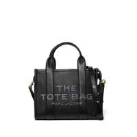 Genti de mana Marc Jacobs 'The Mini Tote Bag' Black Shoulder Bag With Logo In Grainy Leather Woman