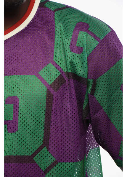 Tricouri Gucci Two-Tone Perforated Crew Neck T-Shirt Green Barbati (BM 19355195) 3