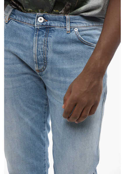 Blugi slim fit Balmain Slim Fit Jeans With Logo Button Blue Barbati (BM 19355303) 3