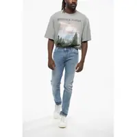 Blugi Balmain pentru Barbati - Blugi slim fit Balmain Slim Fit Jeans With Logo Button Blue Barbati (BM 19355303) - B-mall.ro