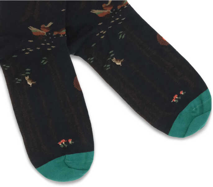Sosete BONNE MAISON Nature-inspired pattern Socks NOIR Femei (BM 19355348) 3